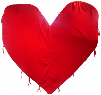 Hart rood decoratief stof met lussen